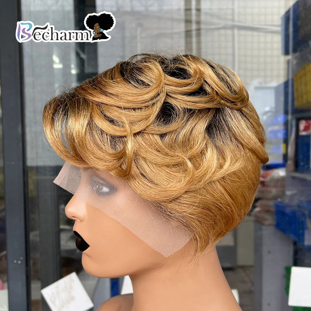JF Wholesale Pixie Cut Wigs 13x1 Short Lace Front Human Hair Wig, Pre Plucked Brazilian Cutcile Aligned Lace Wigs With Baby Hair