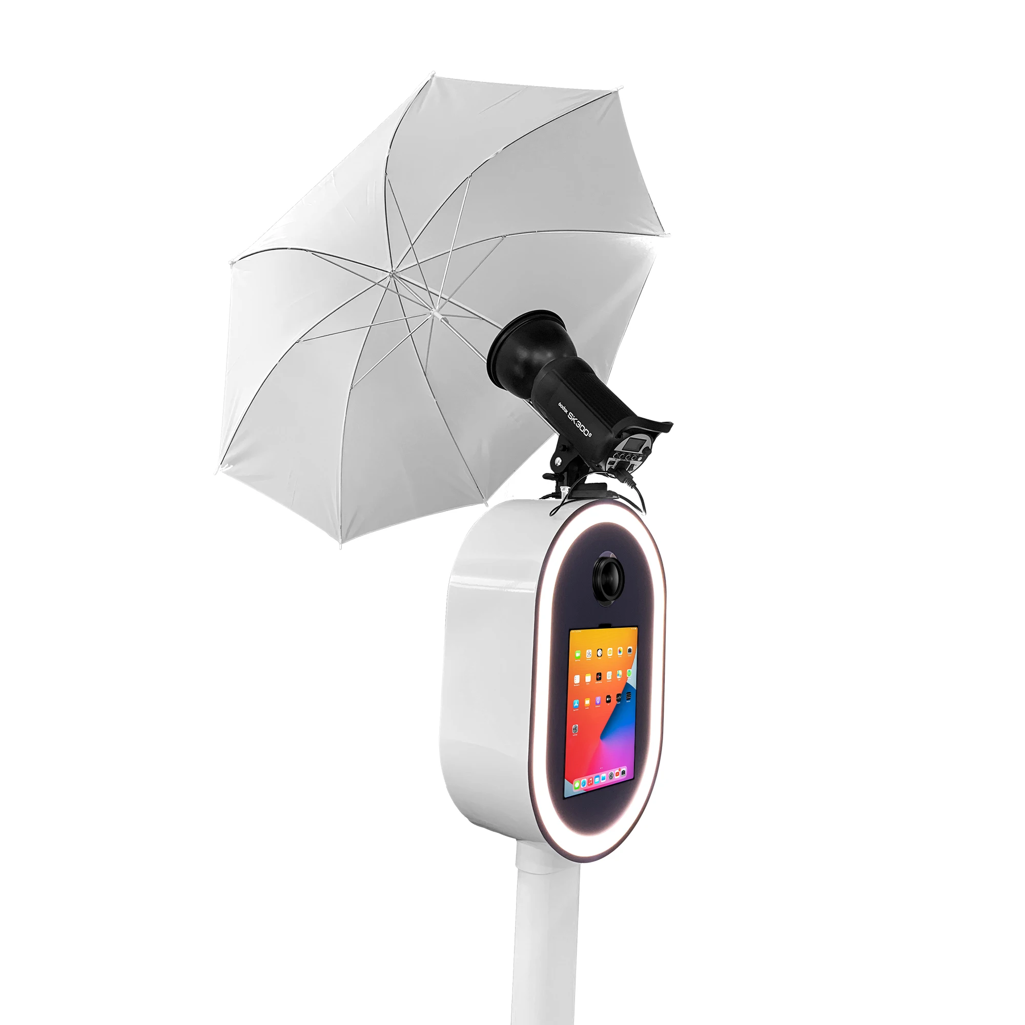 Портативный Овальный Ipad Magic Photo Booth с объемным освещением Rgb Selfie Kiosk Ipad Photo Booth с регулируемым углом наклона головы