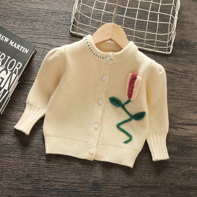 2024 Autumn New OEM / ODM Colorful Long Sleeve Loose Baby Sweaters Pullover Child Girls Baby Kids Knitted Sweater Top