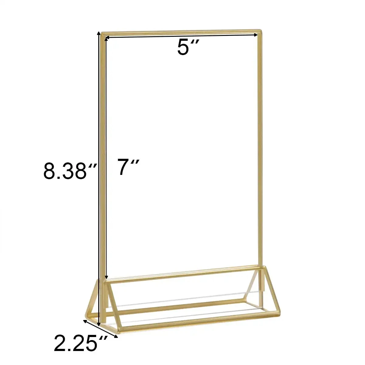 High Quality Double-Sided Table Menu Display Signage Clear Acrylic Stylish Metal Frame Luxury Design for Party Wedding Christmas