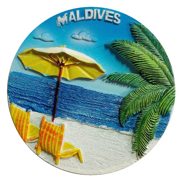 Hot Selling Beach Style Travel Souvenir Fridge Magnet Sticker Creative 3D Polyresin Refrigerator Magnets