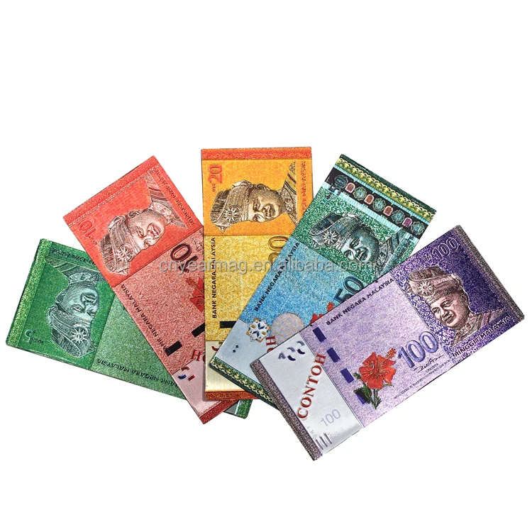 Customize Different Countries Money Currency Collection Embossed Metal Gold Foil Aluminum Fridge Magnets