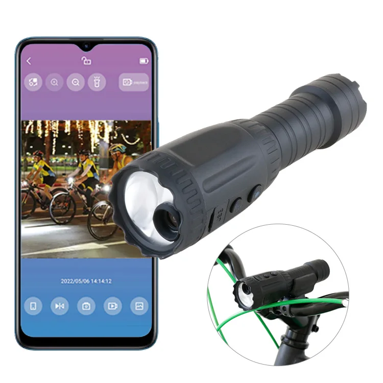 New Design Rechargeable LED Pocket Flashlight Smart WIFI Portable Recorder Camera Outdoor Camping Riding Climbing Emergency IP65