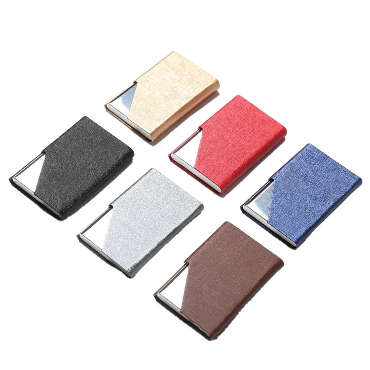 Luxury PU Leather custom printing Business Card Holder with Magnetic Stainless Steel laser Metal Credit Card Case Porte Carte