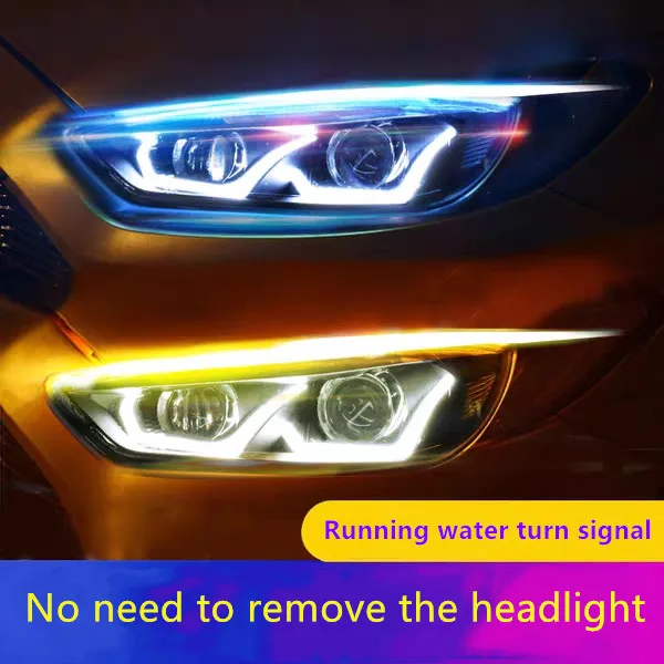 Automobile LED light guide strip ultra thin daytime running light two-color running water strip turn to tear eye lamp headlamp