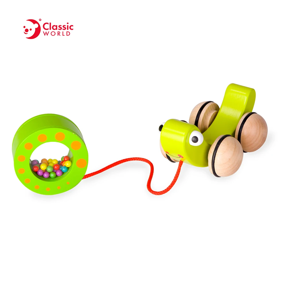 2022 Classic World Kids Wooden Animal Toys Pull Snail Toy Manufacturer Ningbo