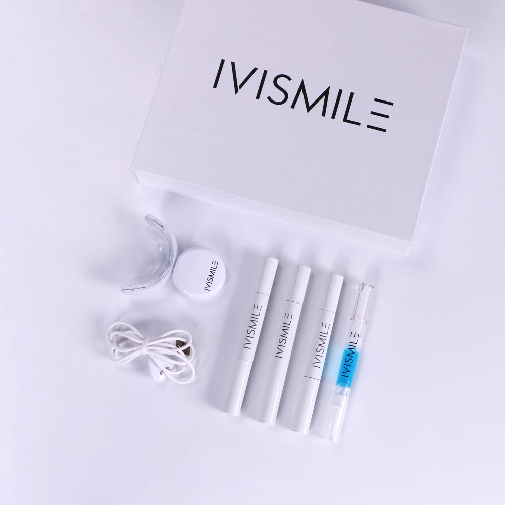 IVISMILE Home Food Grade Blue Light 35% Peroxide Gel tooth whitening gel anti-allergic Pen Teeth Whitening LED Kit