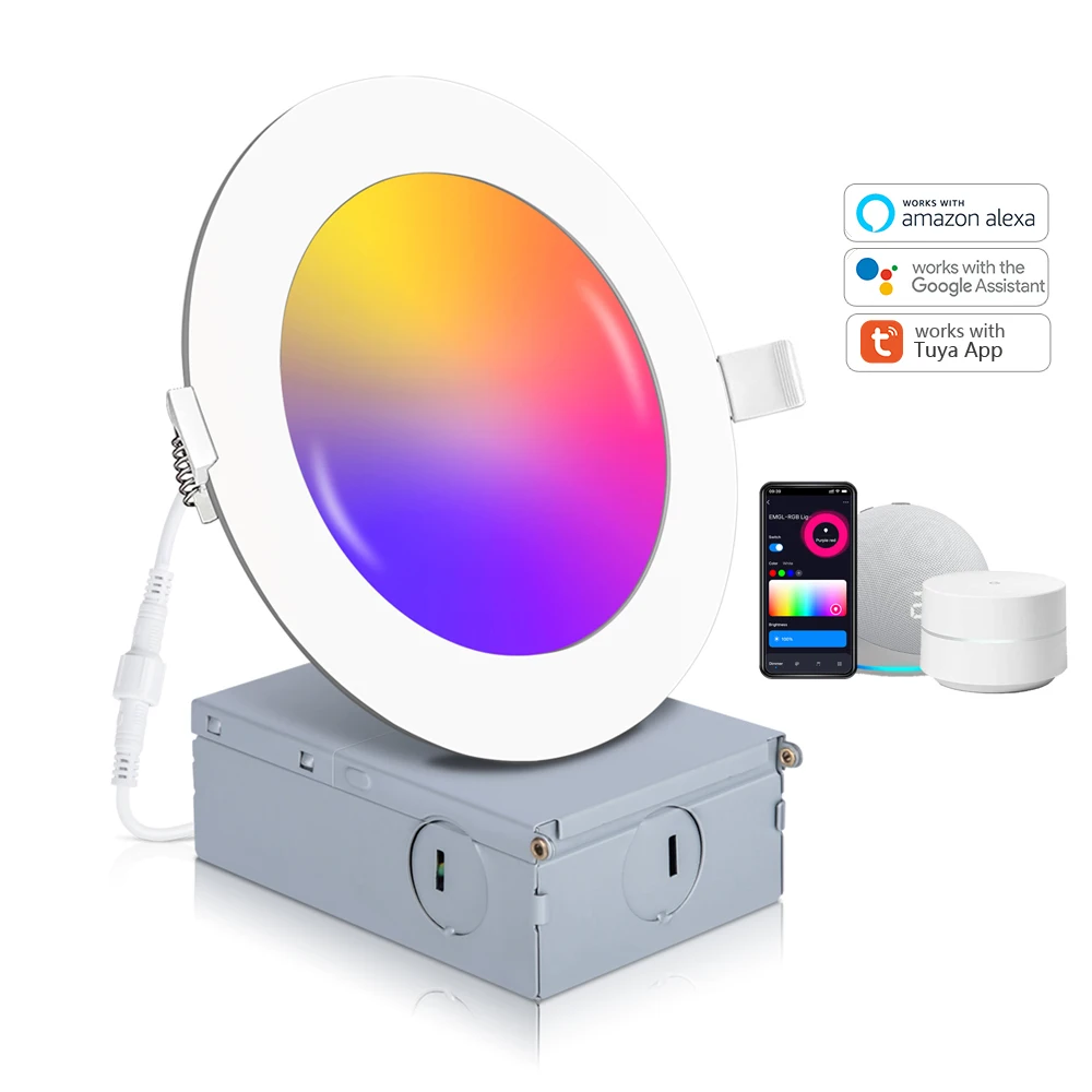 USA ce etl round square 9w 12w 4inch 6inch music sync alexa google home appwifi tuya rgb smart led panel