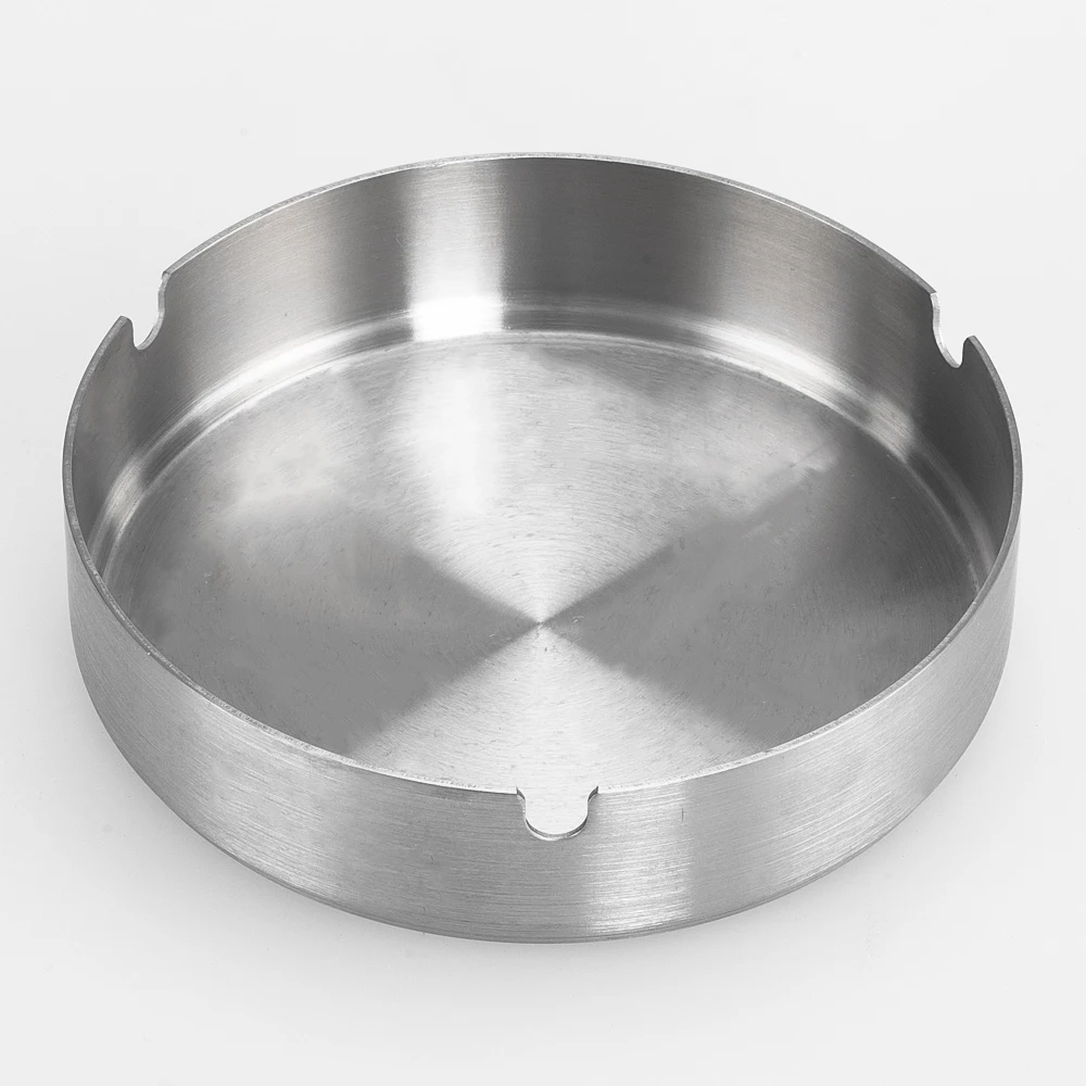 Round Stainless Steel D80 mm Cigarette Ashtray Portable Tabletop Silver Metal Ash Tray for Smoker Fly Ash Proof Home Decoration