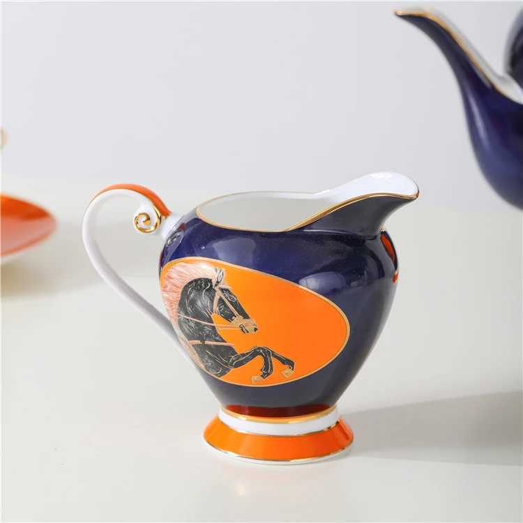 JIABAIEN Royal style 15pcs bone China tea set horse decal colorful design teapot tea cup set custom ceramic coffee set for gift.jpg
