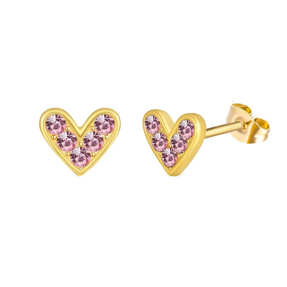 HC Wholesale 316L Stainless Steel Cartilage ear studs heart Tremela  earrings cartilage piercing with Diamond earrings  for girl