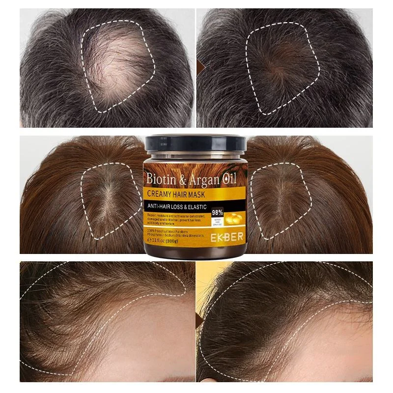 Customize Logo Ekber Macadamla Seed Oil Deep Moisturizing Biotin Argan Oil Nutrition Treatment Hair Mask