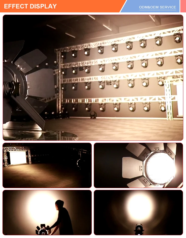High Power Small Television Led Lighting 200W Cob White Led Fresnel Light Spotlight