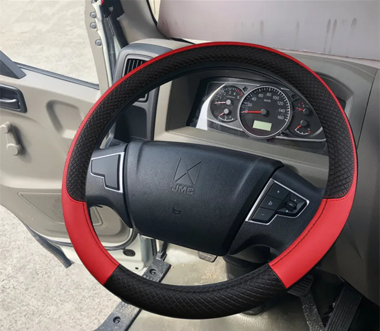 Wholesale big size 45cm/47cm/50cm pu leather steering wheel cover for truck van