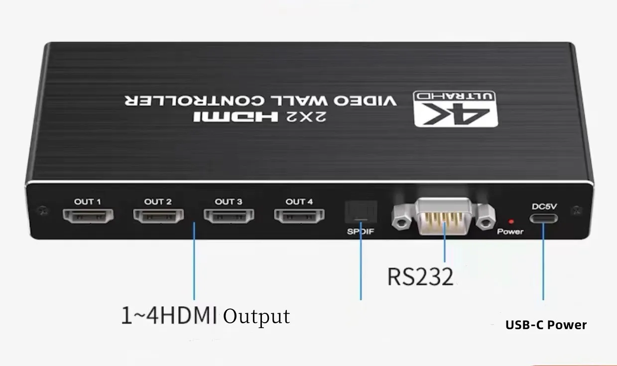 4K 2x2 HDMI Video Wall Controller with Remote
