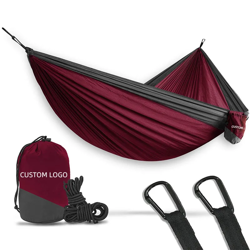 High Quality 210t Parachute Nylon Fabric Parachute Hammock Outdoor Camping Portable Garden Hammock