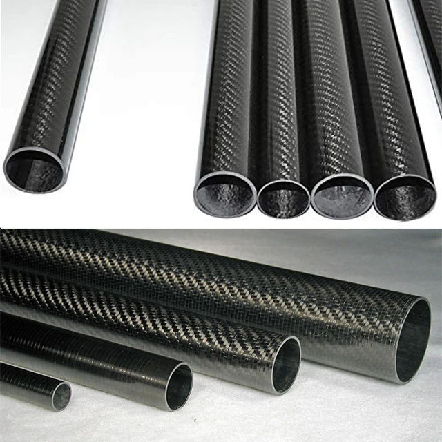 wholesale  high quality 1000mm twill matte Plain weave 3k carbon fiber tube rod pole pipe