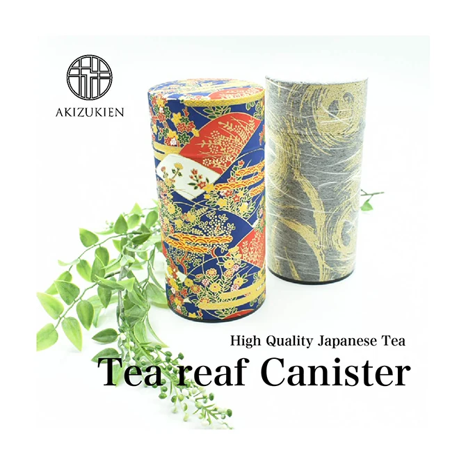 Popular traditional green paper washi tea caniste from Japan
