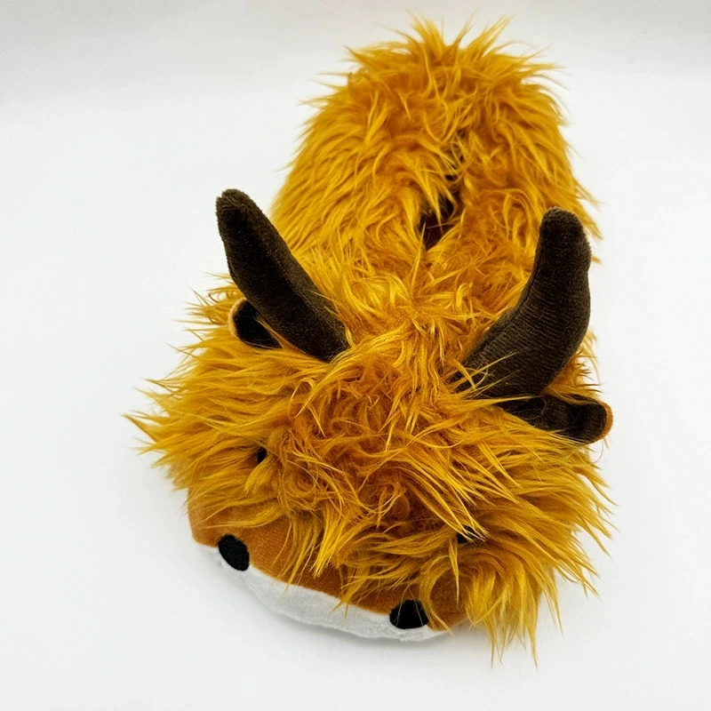 Women Woman Man Men Highland Cow Plush Fuzzy Fluffy Indoor Home Slippers with Non-slip Grips