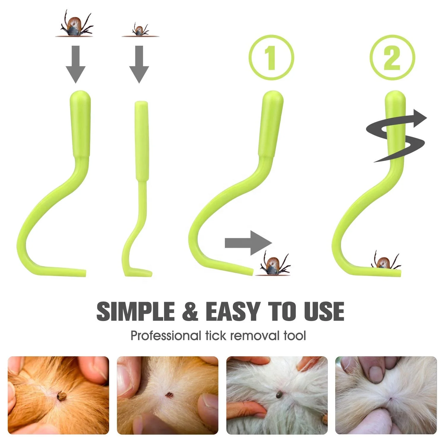 Plastic Ctenocephalides Portable Mites Catch Bugs Extract Twist Hook Flea Riddon Louse Tick Remove Tweezers