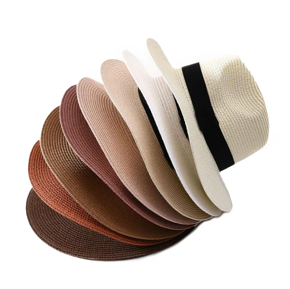 Wholesale Design Custom Sun Sombreros Lady Plain Summer Beach Grass Hat Bucket Women Floppy Wide Brim Paper Straw Hat