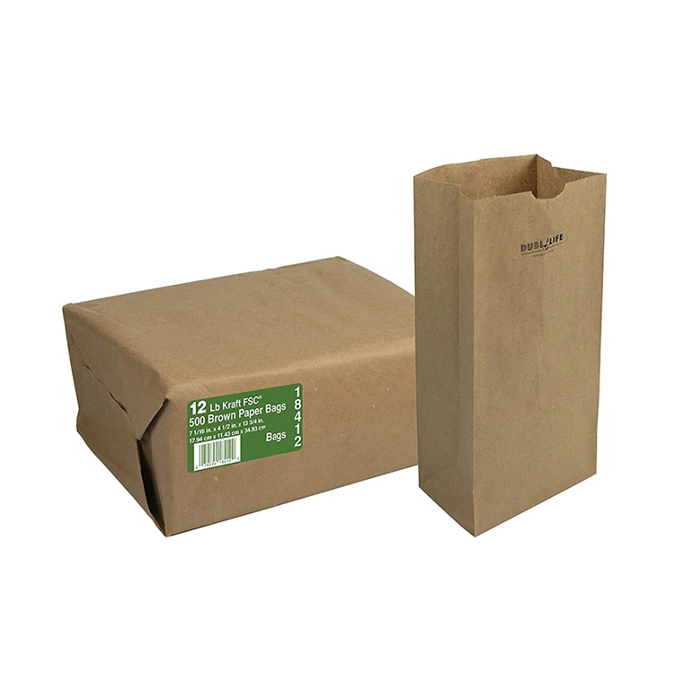 Manufacturers Food grade breakfast Recyclable Sos Brown Kraft Paper Bag With Your Own Logo