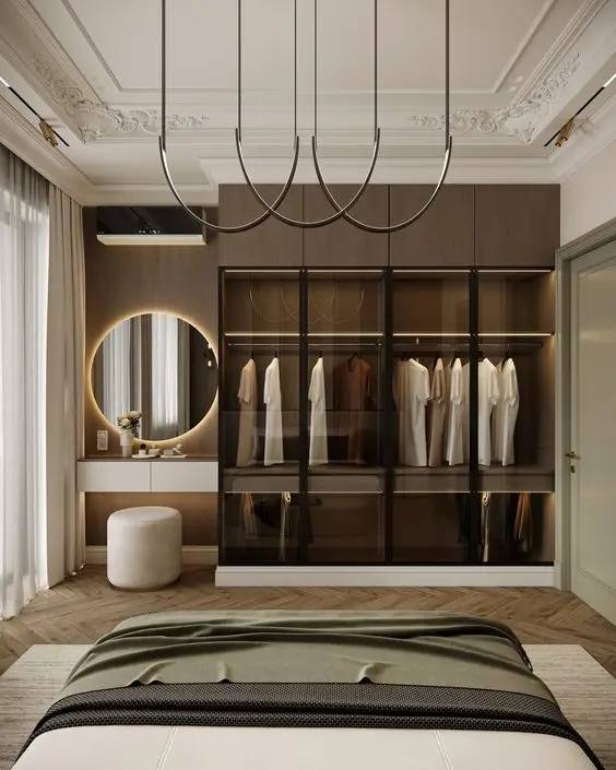 Custom Design Simple Style Rattan net Doors Closet Wooden Wardrobes Wood Veneer