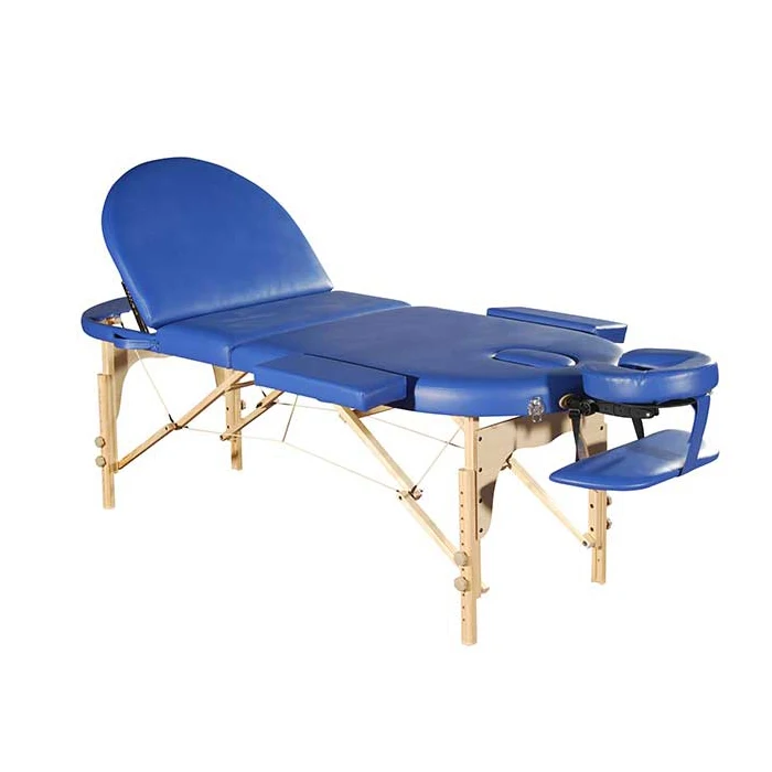Manufacturer wholesale OEM Hard wood leg Height Adjustable massage table  Face Cradle Bed portable spa table wooden massage bed