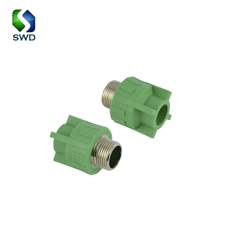 SALVADOR SWD High Quality PPR Brass Stainless Steel Male Tee 20mm 25mm 32mm Pipe Fittings for Hot Water Home Use