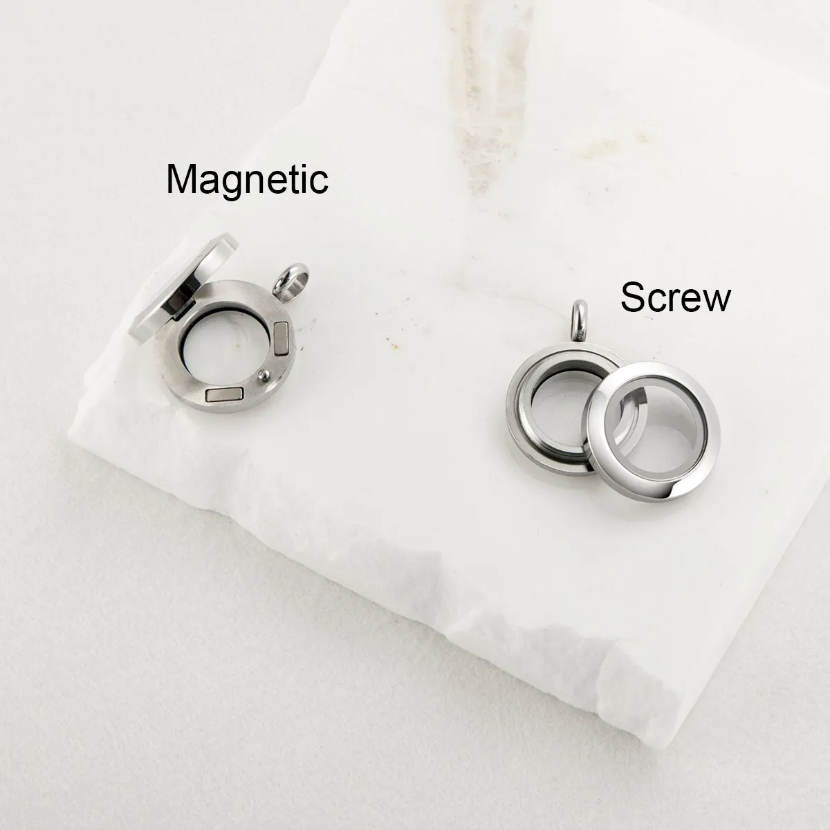 High Quality Stainless Steel Floating Charm Locket Pendant Round Memory Glass Window Locket Necklace