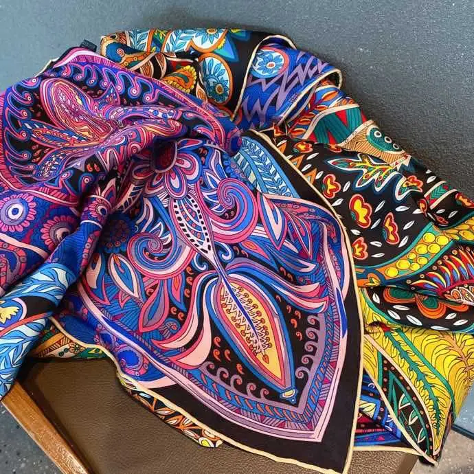 Custom Luxury Headband Silk Scarves Double Sided Satin Silk Scarf Square Silk Scarves From China