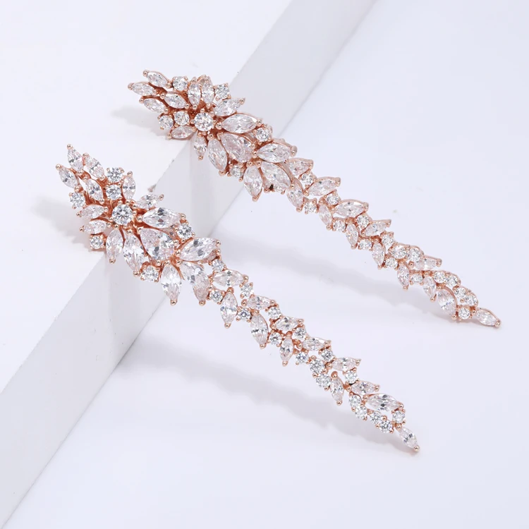 Spring Flower Earrings Inlay Bling Bling Cubic Zircon Gemstone Tassel Earrings Flower Jewelry Earrings For Women