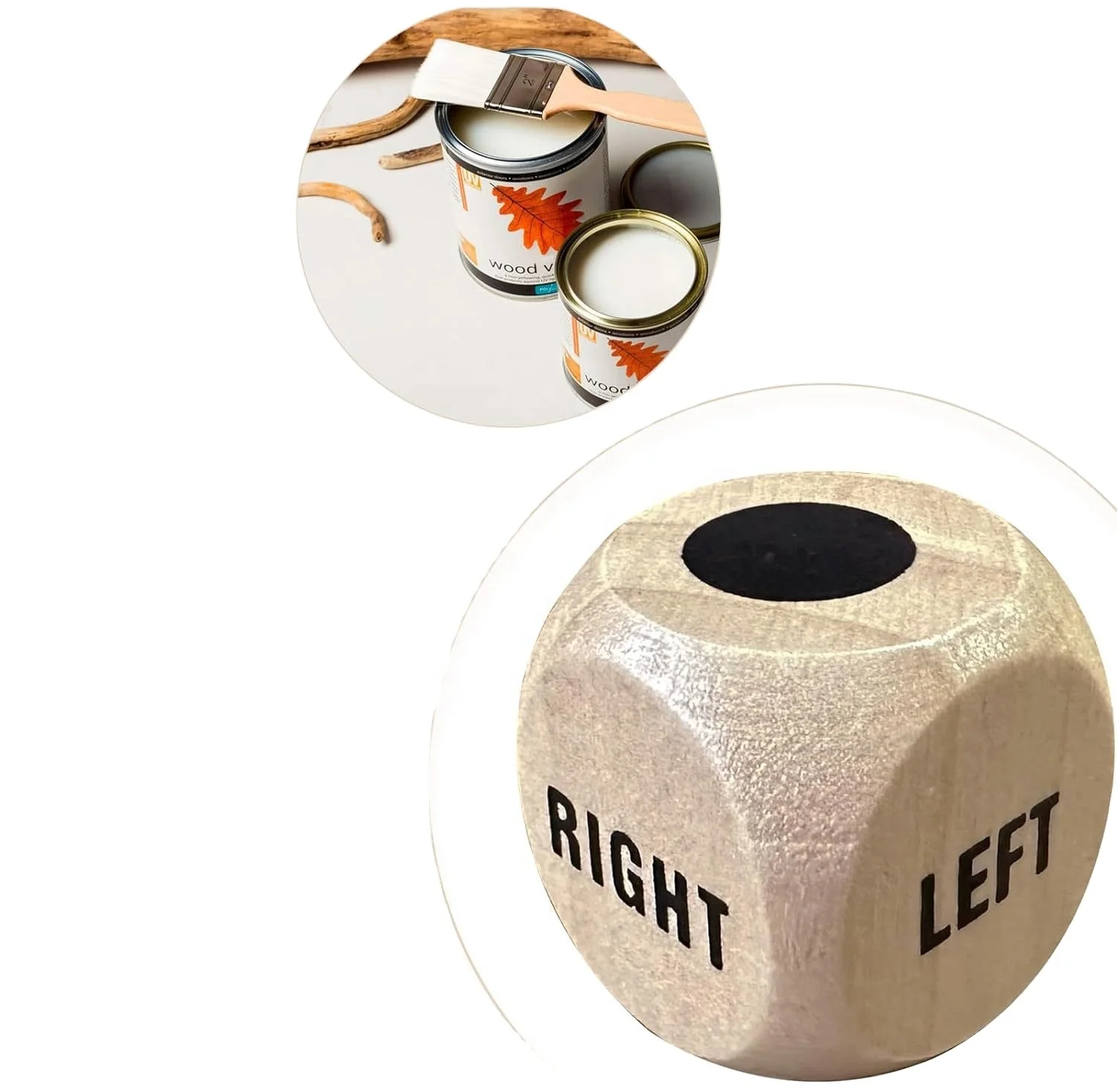 C02205 Customized Good Quality Natural Beech 1 inch 2.5cm wood Dices with Drawstring Bag Left Right Center Game