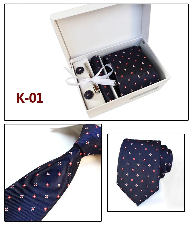 Gift box Solid Mens Skinny Ties Fashion Plain Ties Jacquard Woven Silk Ties for Mens Wedding Suits