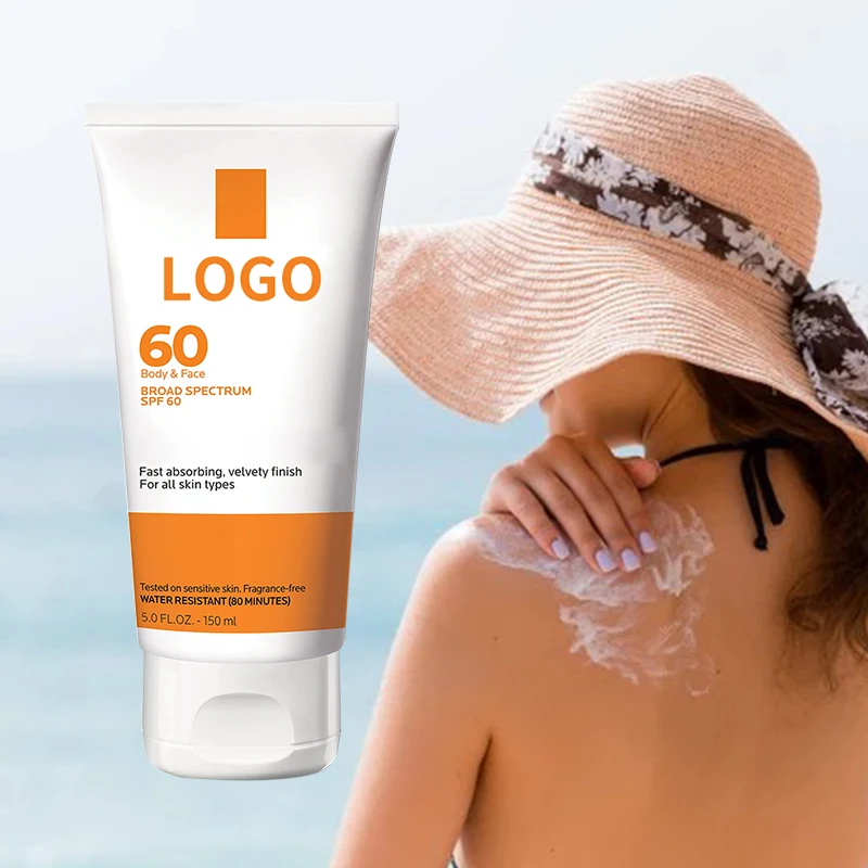 Custom Logo Organic SPF 60 UV Sunblock Whitening Moisturizing Sun Solar Cream Skin Protection Face Sunscreen Lotion