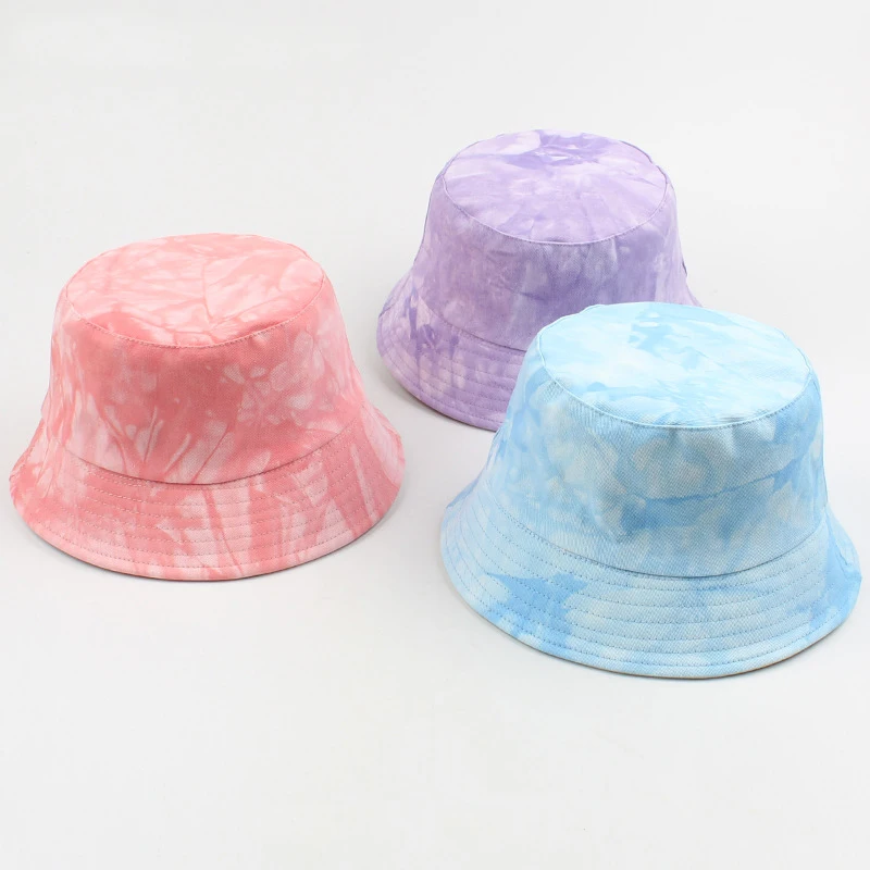 100% cotton double layer reversible fashion tie dye bucket hat multi color fisherman bob fishing cap hat