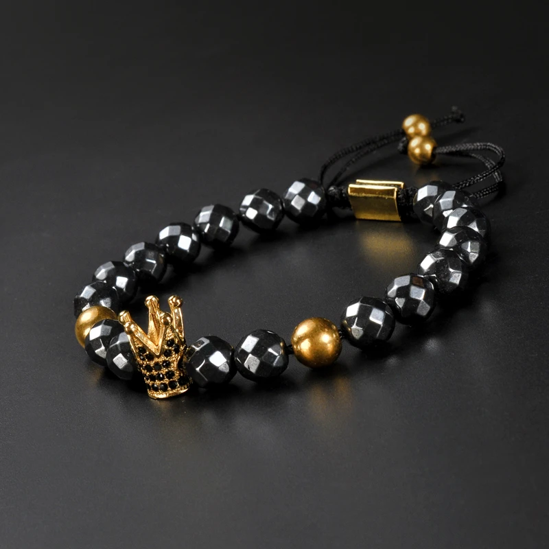 F178 Adjustable Hematite Bangle Dubai Simple Men Custom New Design Logo Beads Bracelet Gold Luxury Fashion for Girls Gold Plated