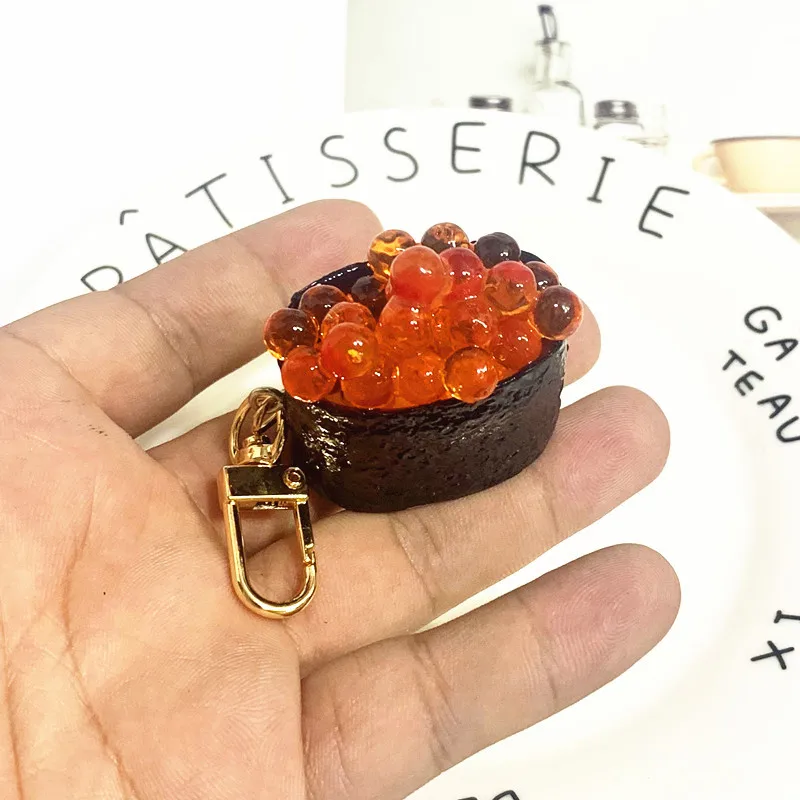 Japanese Cuisine Resin Simulation Sushi Keychain Keyring Food Model Pendant For Women Men Gift Bag Car Holder