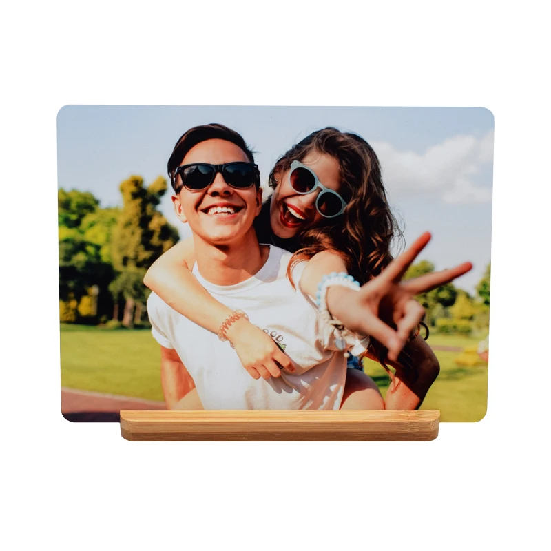 Qualisub Creative 6*8inch Aluminum Photo frame Sublimation aluminum photo frames Bamboo base 1mm thickness Aluminum photo frames