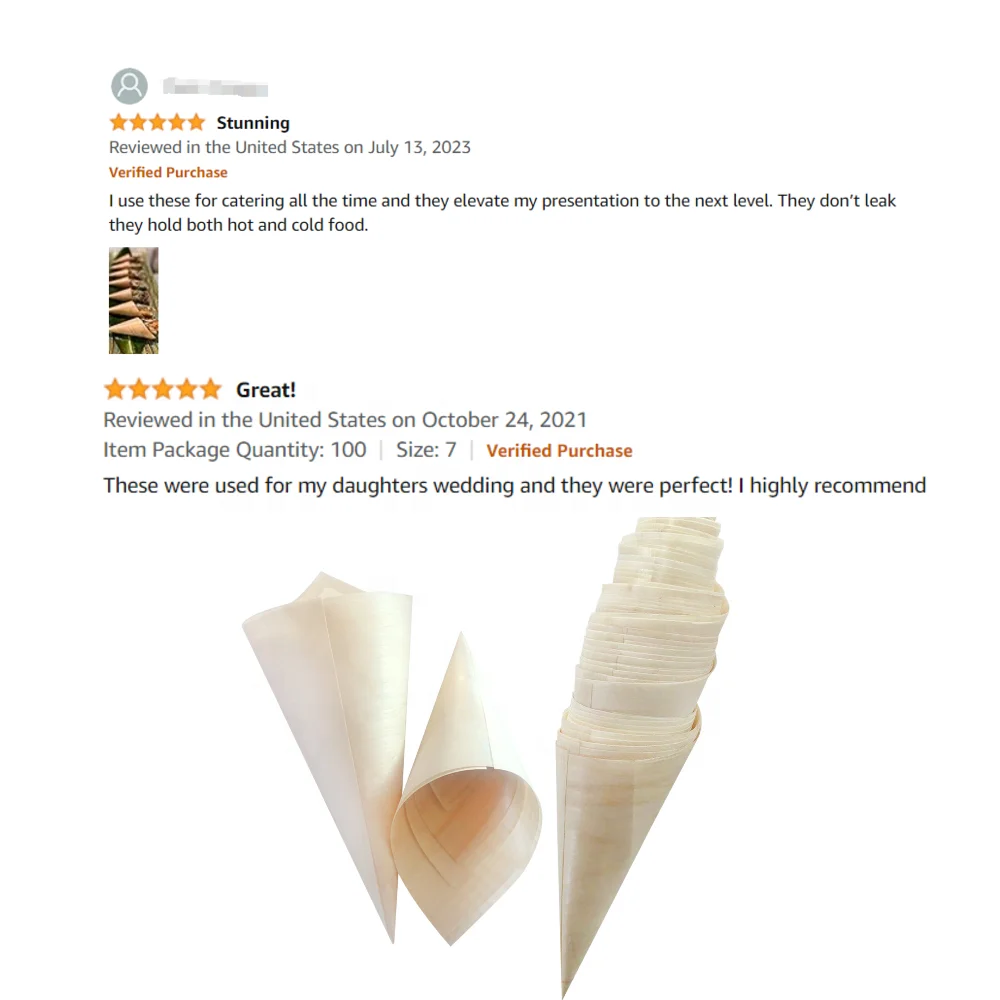 Disposable Pinewood Fruit Food Cone Wooden Cones
