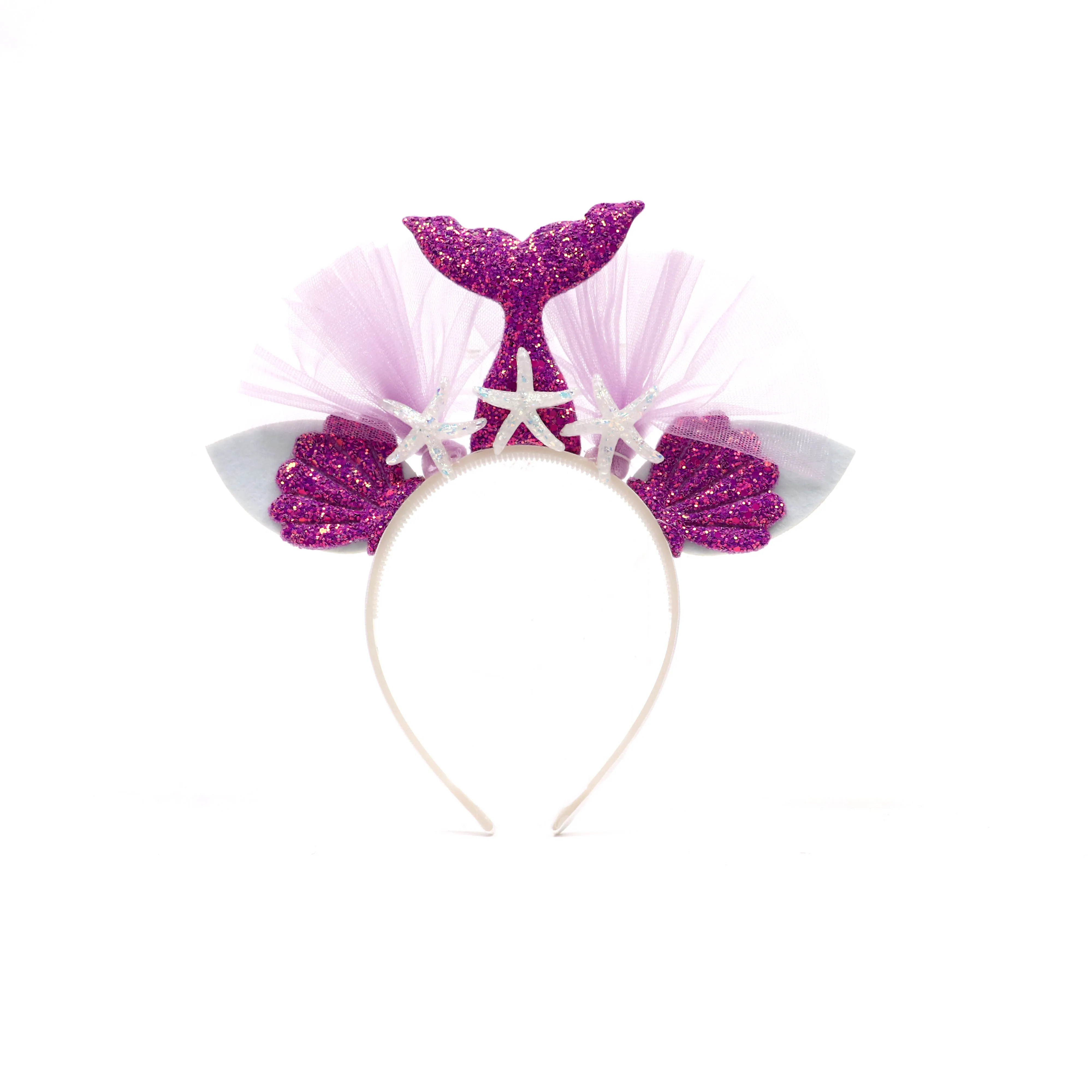 Wholesale fashionable cute lovely kids rainbow color glitter mermaid headband for kids holiday