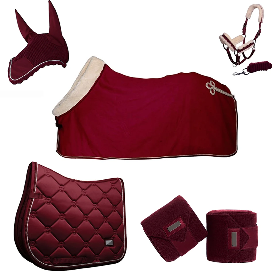 New Fashion Horse Saddle Blanket Matching Set Customized Horse Head Collar Halter Bandages Equestrian Saddle Pads