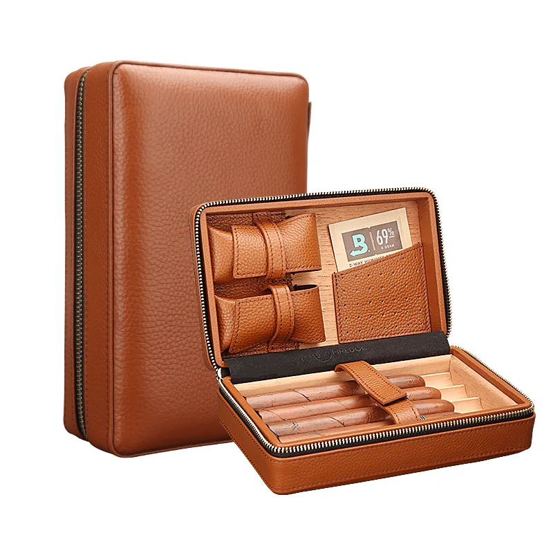 Personalised Wood Pu Leather Customized Cigars Accessories Humidors Travel Cigar Case
