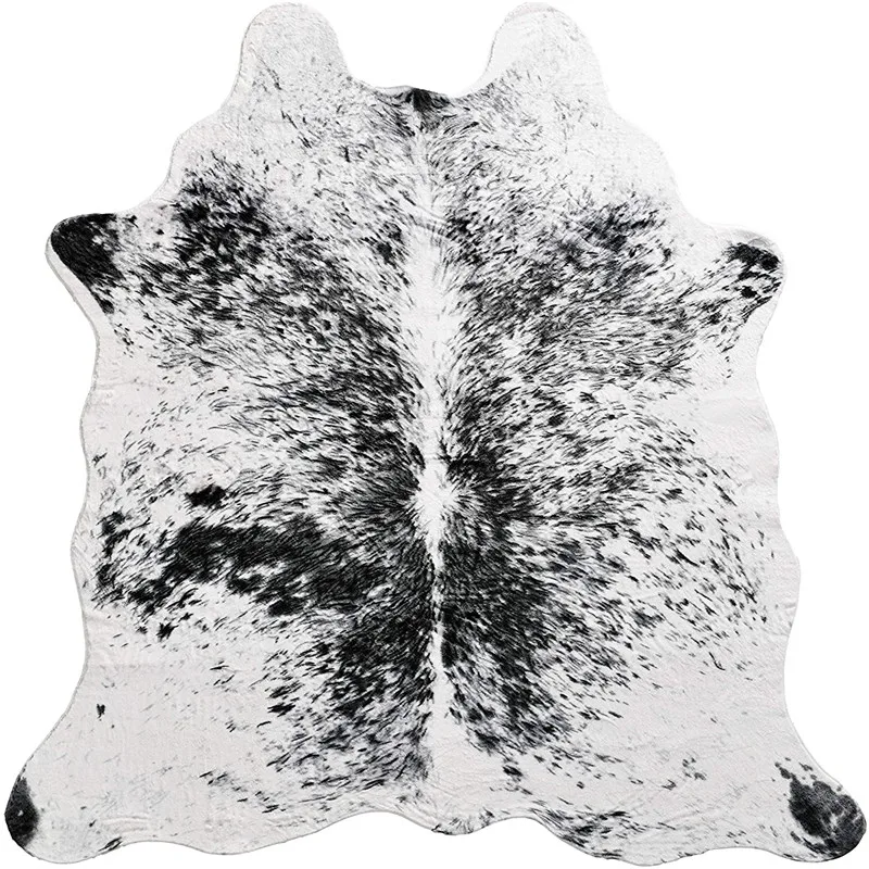 2021 Best Price Customized Shape Animal Skin Faux Fur Cow Gold powder Effect Printed Cowhide Rug