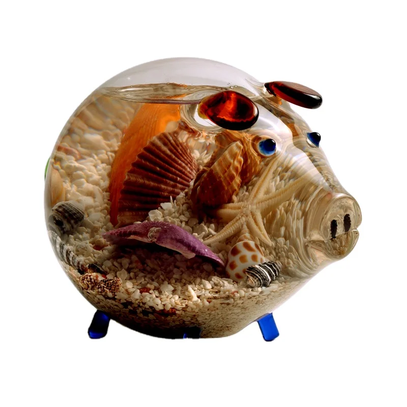 High grade furniture home decoration creative animal pig snail custom glass festival gifts