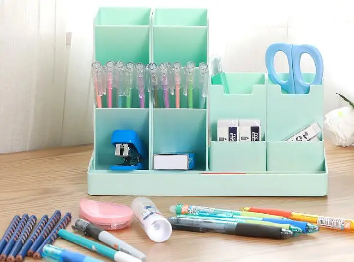 Large Capacity Desk Pen Holder Pencil Makeup Storage Box Desktop Organizer Stand Case School Office Stationery