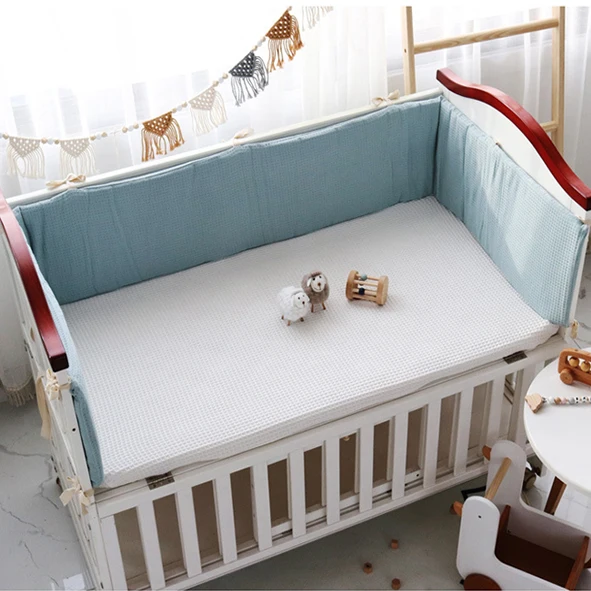 Wholesale Cot Protector Pillows Room Decor Baby Round Cushion Bed Rails Waffle Baby Crib Bumper
