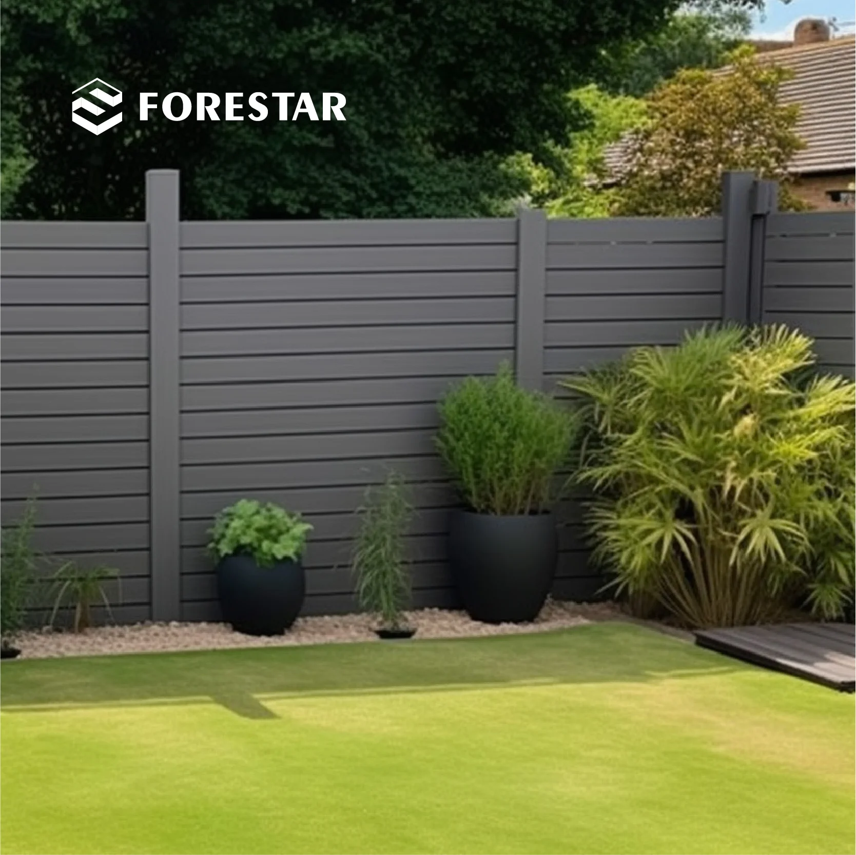 Private Garden Wood Plastic Composite WPC Fencing With Trellis Co-extrusion Home Garden Fence Panels WPC Fence Boards outdoor