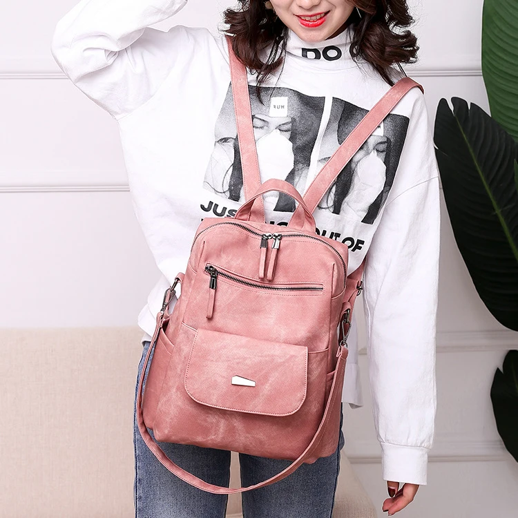Hot Selling Women Back Pack Bags Laptop Korea PU Leather Backpack Made in China
