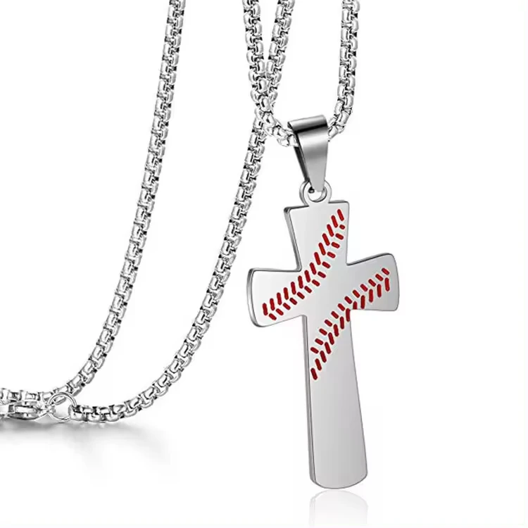 Hot Selling New Style Stainless Steel Necklaces Bible Baseball Cross Pendant Necklace Gift For Men Women Jewelry Manufacturer